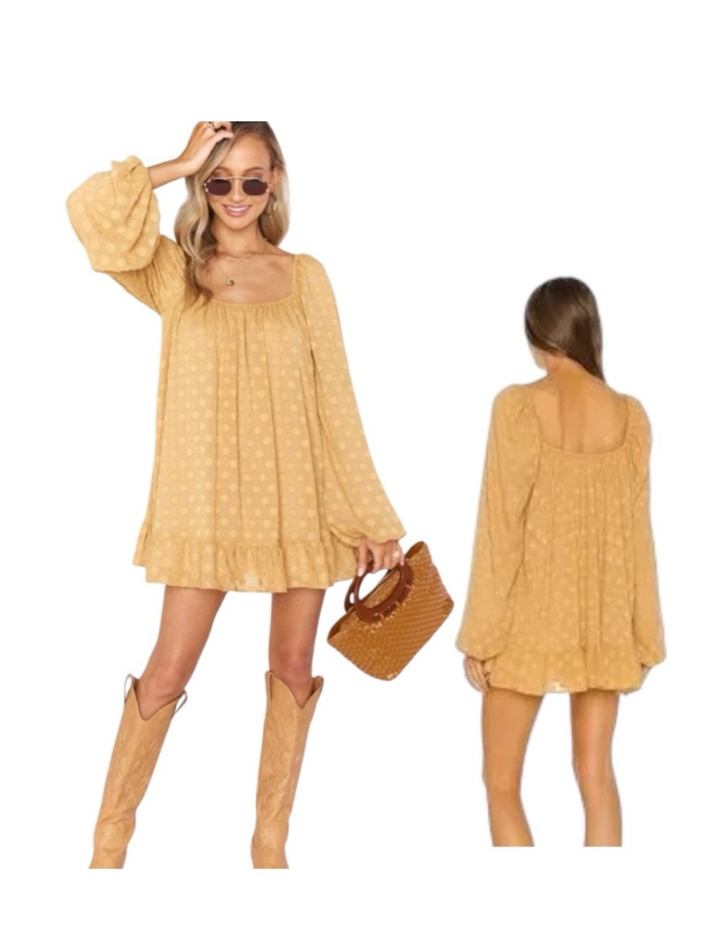 Show Me Your MuMu Briar Mini Dress in Gold Dot - Large